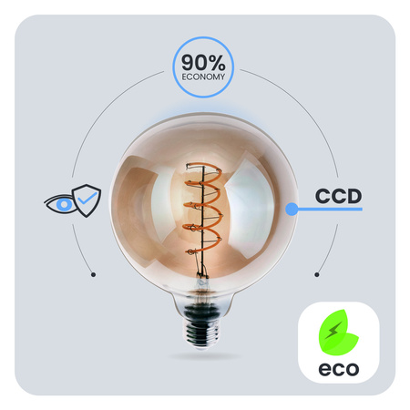 6x Żarówka LED E27 Kula G125 6W = 50W 660LM 2200K Ciepła 360° Dymiona Filament LUMILED