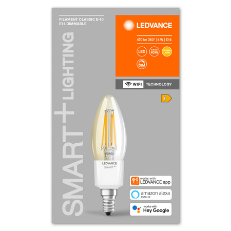 Żarówka LED E14 B35 4W = 40W 2700K Ciepła 470lm 300° Filament LEDVANCE SMART+ WIFI Ściemnialna