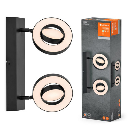Oprawa Sufitowa Ścienna Lampa Punktowa LED Reflektor 2-Punktowy Dekoracyjny 21W Czarna LEDVANCE
