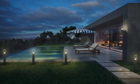 Lampa Ogrodowa Zewnętrzna Stojąca Słupek E27 50cm IP44 Szary Z Czujnikiem Ruchu i Zmierzchu Endura Ledvance