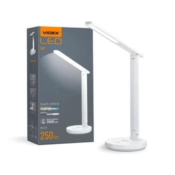 Lampka Biurkowa LED 5W 250lm 5000K Zimna Biała Ściemnialna Videx