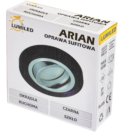 Oprawa Halogenowa SZKLANA Sufitowa ARIAN MR16 GU10 LUMILED Okrągła Ruchoma Czarna
