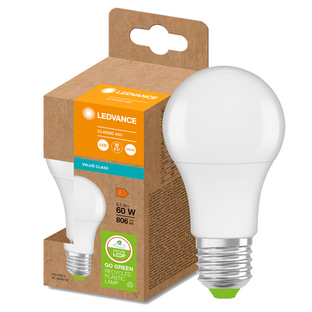 Żarówka LED PCR E27 A60 8,5W = 60W 806lm 4000K 200° Eco Recykling Neutralna LEDVANCE