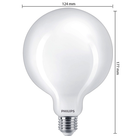 Żarówka LED E27 Kula G120 13W = 120W 2000lm 4000K Neutralna FILAMENT LED Classic Philips