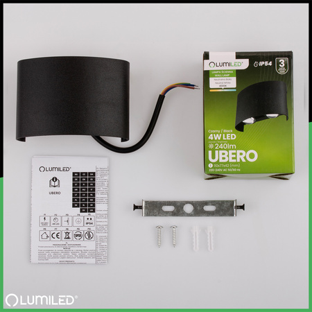 Lampa Ogrodowa Zewnętrzna Kinkiet Elewacyjny 4W LED IP54 Góra Dół UBERO LUMILED