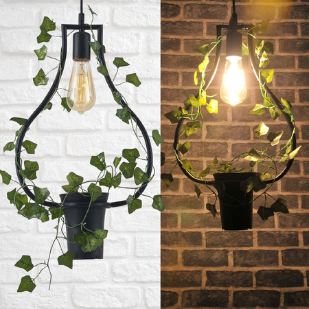 Lampa sufitowa wisząca IL MIO SOREN Czarna E27 z kwiatkiem GOLDLUX (Polux)