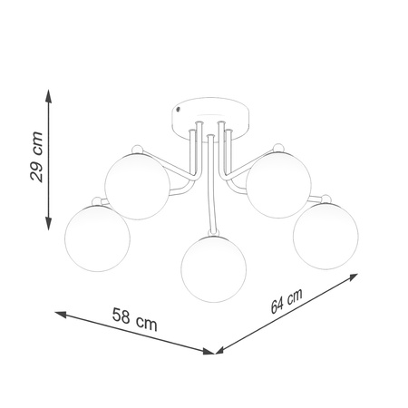 Lampa Wisząca Sufitowa Żyrandol 5x G9 Czarna Biała Astral French Sky SL.1663 Sollux