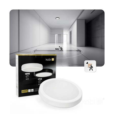 Plafon LED Łazienkowy Sufitowy Natynkowy 18W 1890lm 4000K 120° Biały IP65 Nairos Kobi