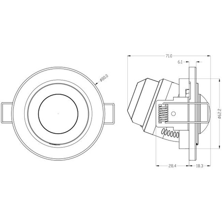 Czujnik RUCHU PIR regulowany podtynkowy 360°