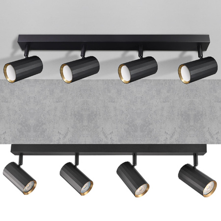 Oprawa Ścienno-Sufitowa Reflektor Punktowy 4x GU10 Czarna Złota NICEA Sanico Goldlux