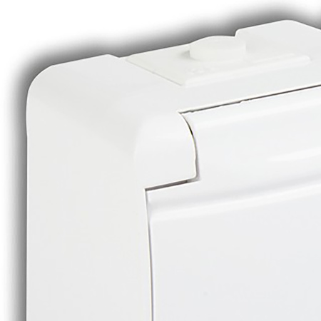 Gniazdko Podwójne Elektryczne Hermetyczne Ścienne Natynkowe z Bolcem IP54 KARLIK Białe