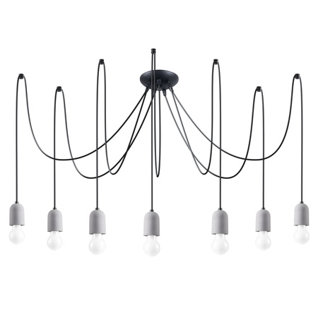 Lampa Sufitowa Wisząca Zwis 7x E27 Żyrandol Nieregularna Szara Czarna Minimalistyczna Neso Sollux
