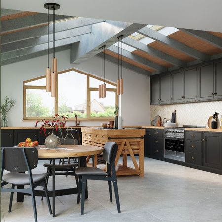 Lampa Sufitowa Wisząca Zwis 2x GU10 Tubularna Brązowa Skandynawska Lino Sollux