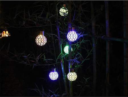 Lampa ogrodowa LED solarna KULA Plaster 8cm LED RGB wisząca Volteno