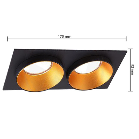 Oprawa podtynkowa podwójna SPOT 2x GU10 prostokątna czarna złota