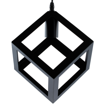 Lampa Wisząca Sufitowa Geometryczna Kwadrat Zwis LED E27 TALUS Czarna LUMILED