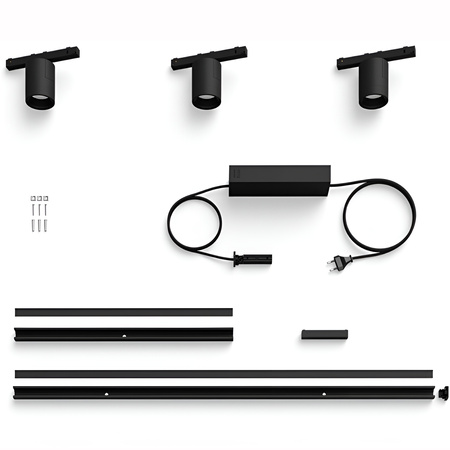 Zestaw Szyna Oświetleniowa Perifo Szynoprzewód 1,5m + 3x Reflektor LED 15,9W CCT RGB Philips HUE Bluetooth Czarny