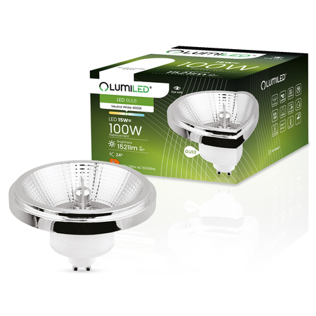 Żarówka LED GU10 ES111 15W = 100W 1521lm 4000K Neutralna 24° Srebrna LUMILED