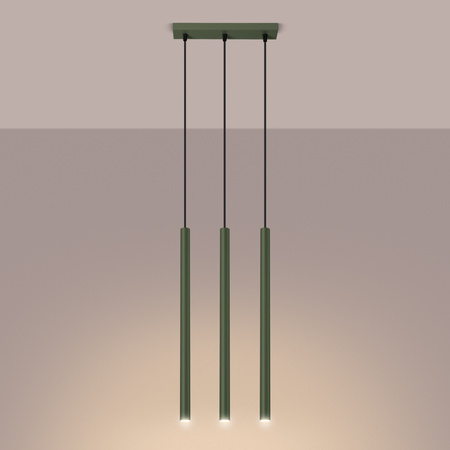 Lampa Wisząca Sufitowa Zwis Tuba Spot 3x G9 Oliwkowa Pastelo Ocean Green SL.1520 Sollux