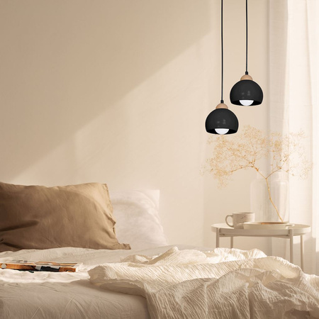 Lampa wisząca w stylu skandynawskim sufitowa MiLAGRO DAMA 1x E27 Drewno + metal
