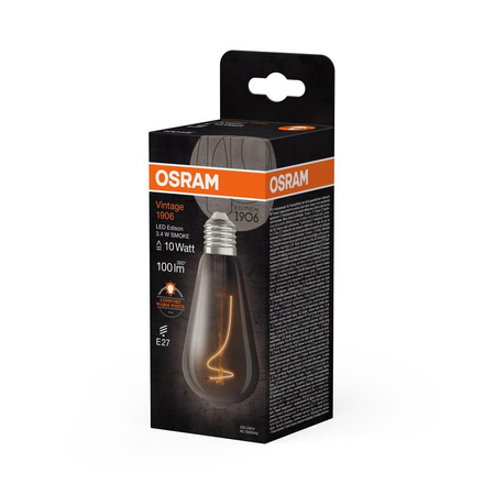 Żarówka LED Dekoracyjna G64 Kula E27 3.4W = 10W 100lm 1800K Ciepła 320° Dymiona Vintage 1906 Osram