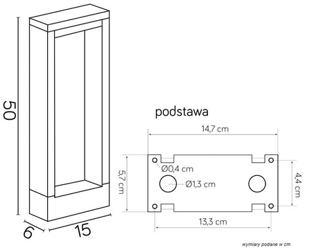 Lampa Ogrodowa Zewnętrzna Stojąca SŁUPEK LED Form YB19503 7W 700lm 4000K Neutralna 50cm Su-Ma