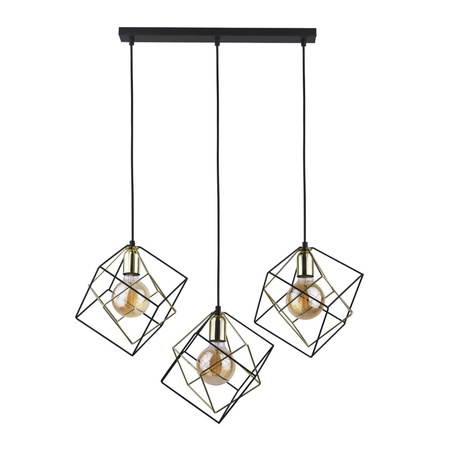 Lampa Sufitowa Wisząca ALAMBRE Żyrandol Czarno-Złota Geometryczna 3xE27 2699 TK Lighting