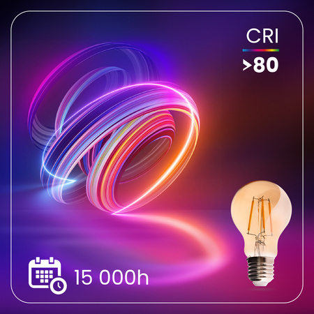 Żarówka LED E27 A60 6W 660LM = 50W 2000K Ciepła 360° Filament Amber LUMILED