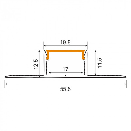 Profil Aluminiowy LED do Płyt GK Gipsowych REGIPS Szeroki Podpłytkowy do Glazury Biały 1m z Kloszem Mlecznym do Taśm LED + Zaślepki seria GNS Ecolight