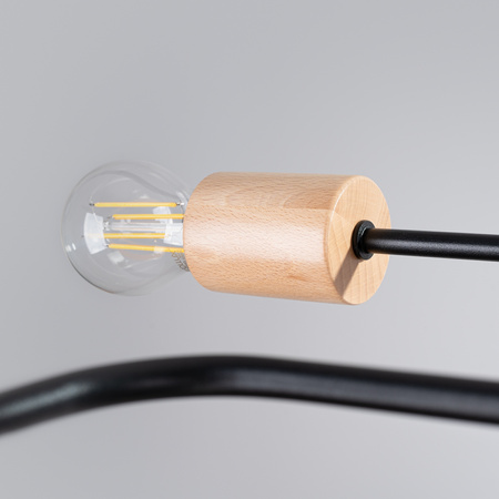 Lampa Sufitowa Żyrandol 4x E27 Naturalne Drewno Czarna Timbo Peach Puff SL.1669 Sollux