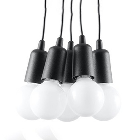 Lampa Sufitowa Wisząca Zwis 5x E27 Nieregularna Czarna Nowoczesna Diego Sollux