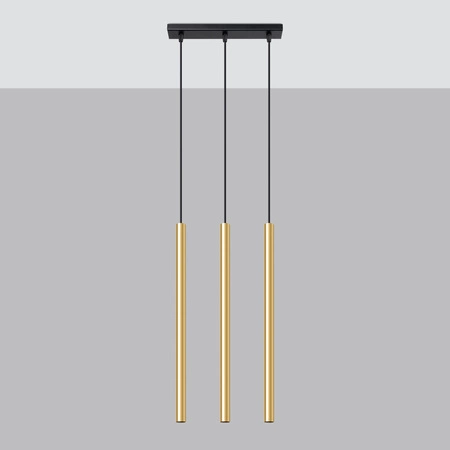 Lampa Sufitowa Wisząca Zwis 3x G9 Tuba Żyrandol Tubularna Złota Połysk Nowoczesna Pastelo Sollux
