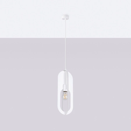 Lampa Sufitowa Wisząca Zwis E27 Nieregularna Biała Nowoczesna Nicus Sollux