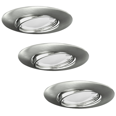 Zestaw 3x Oprawa halogenowa ruchoma GOLDLUX (Polux) okrągła nikiel + żarówka LED GU10 3,5W