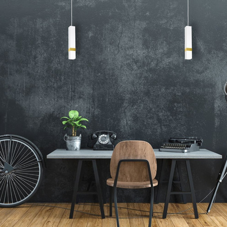 Lampa wisząca Tuba Zwis VIDAR Biały + złoty 1x GU10 Milagro Metal Styl nowoczesny