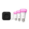 3x Żarówka LED E27 A60 8.1W = 75W 1100lm CCT + RGB SMART Inteligentna Bluetooth ZigBee White and Color Ambiance + Mostek Bridge PRO + Regulator Pilot Philips HUE