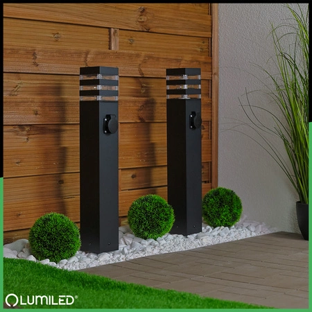 Lampa Ogrodowa Słupek Zewnętrzny Stojący E27 LED z Gniazdem TAXUS 2 60cm LUMILED