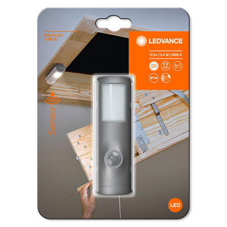 Lampka nocna LED Nightlux Torch Srebrna 0,35W 10lm 4000K IP54 Ledvance Czujnik ruchu