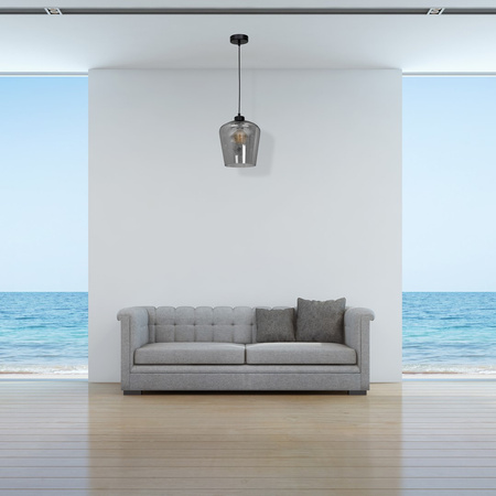 Lampa wisząca SANTIAGO 1xE27 Klosz Przydymione Szkło MLP6606 Metal + Szkło