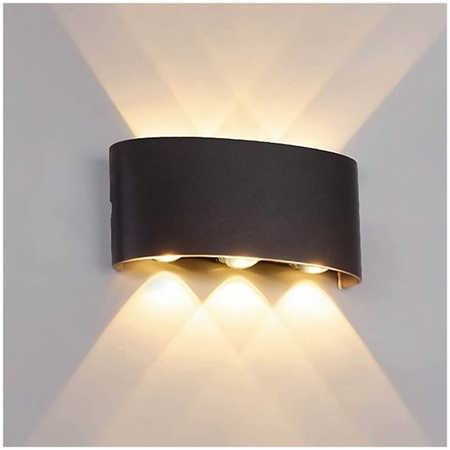 Kinkiet Ogrodowy Elewacyjny Zewnętrzny LED 6W 480lm 3000K Ciepły Góra Dół IP54 Czarny Kobi