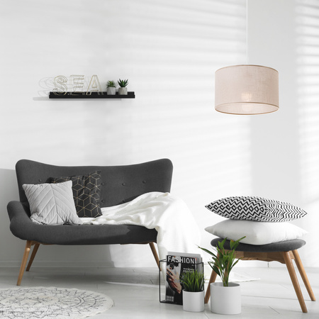 Lampa Wisząca Sufitowa VIVIAN E27 Abażur Beżowa LM-1.209 Lamkur