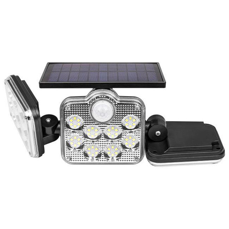 Naświetlacz solarny lampa 138x LED 10W 480lm Zimna czujnik ruchu IP65 + Pilot