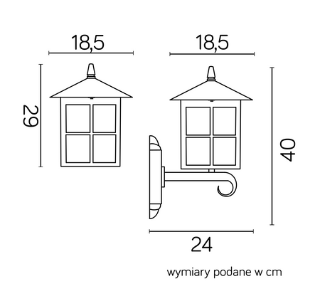 Lampa Ogrodowa Zewnętrzna Elewacyjna KINKIET LED Wenecja K 3012/1/KW g E27 Su-Ma