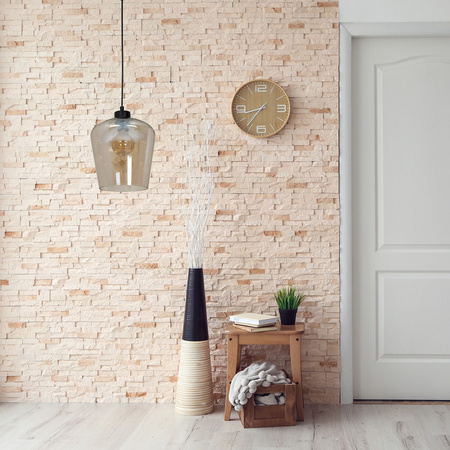 Lampa wisząca SANTIAGO 1xE27 Klosz Bursztynowe Szkło MLP6607 Metal + Szkło