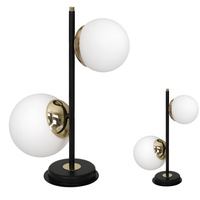 Lampa Stołowa SPARTA Czarna Złota 2xE14 Biurkowa Nocna Milagro