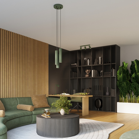 Lampa Wisząca Sufitowa Zwis Tuba Spot 3x GU10 Oliwkowa Karbon Deep Space SL.1614 Sollux