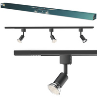 Zestaw Szynowy Lampa Sufitowa Szynoprzewód 1m + 3x Reflektor Szynowy LED GU10 Jednofazowy Czarny EasyLink Tobia Philips