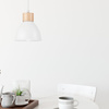 Lampa Wisząca Sufitowa NICO E27 Biała Drewniana LM-1.143 Lamkur