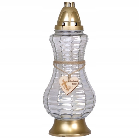 6x Znicz Szklany Kochanej Babci na Grób 40h na Wkład Całoroczny 33cm