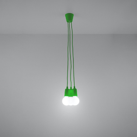 Lampa Sufitowa Wisząca Zwis 3x E27 Nieregularna Zielona Nowoczesna Diego Sollux